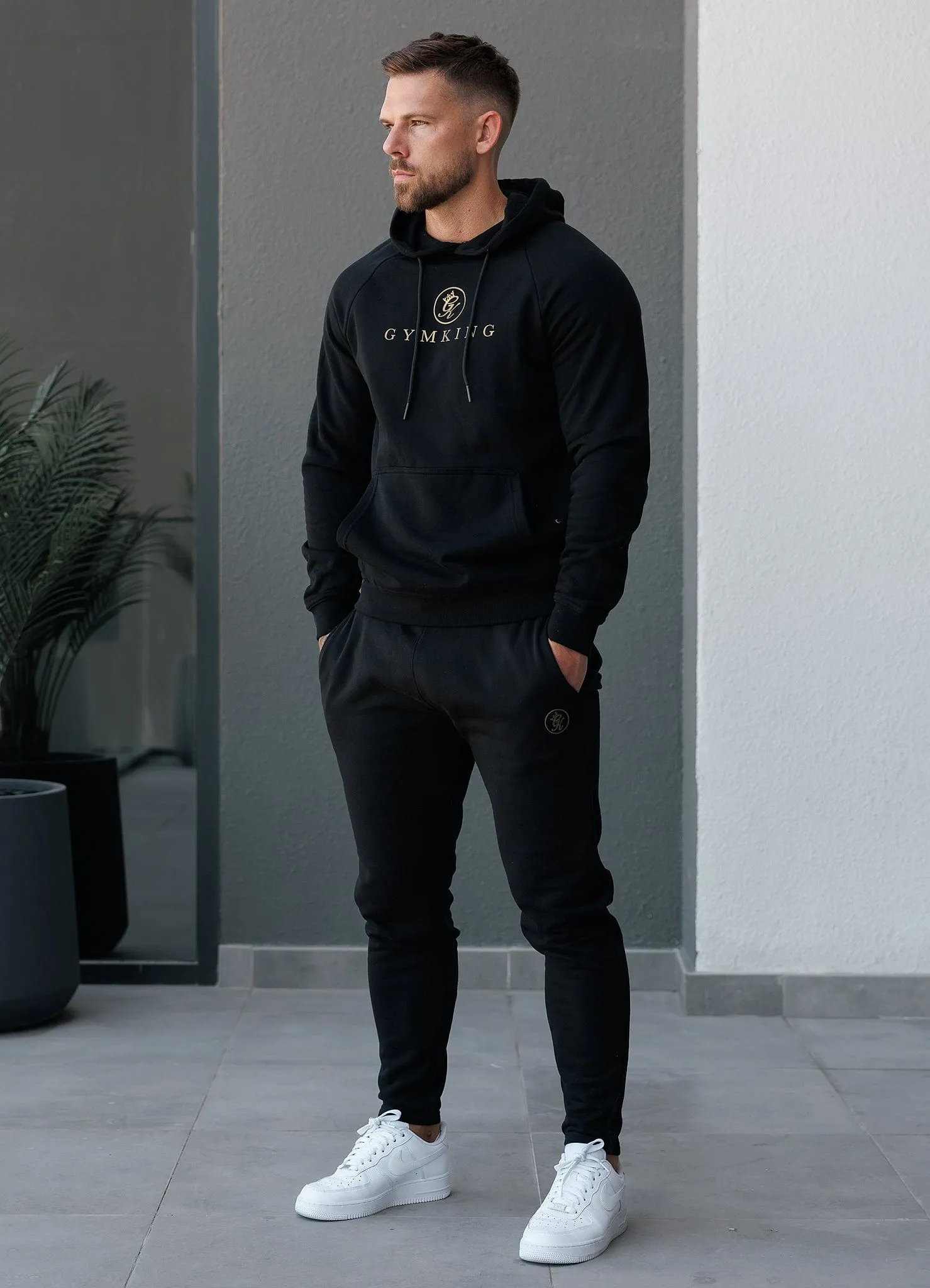 Gym King Pro Logo Hood - Black/Gold All-Weather Wear