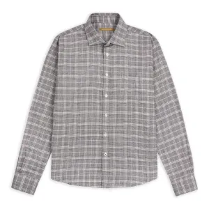 Classic Cotton & Cashmere Shirt - Brown Check Layered Hemline Breathable fabric