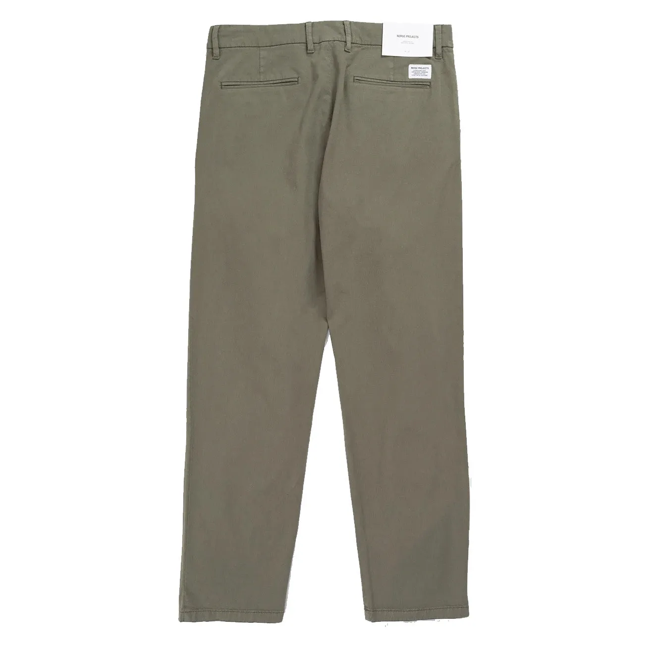 Norse Projects Aros Regular Light Stretch Trousers Dried Sage Green Minimalist Waist Warm Fit