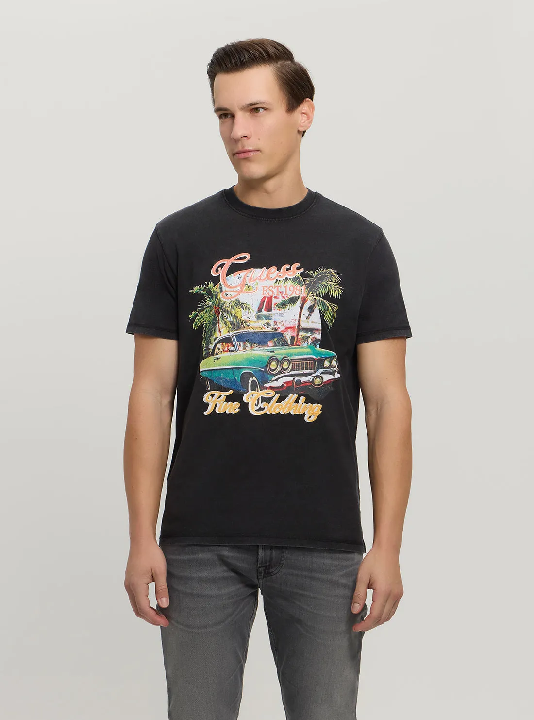 Sleek Stretch Fit Black Summer Car T-Shirt