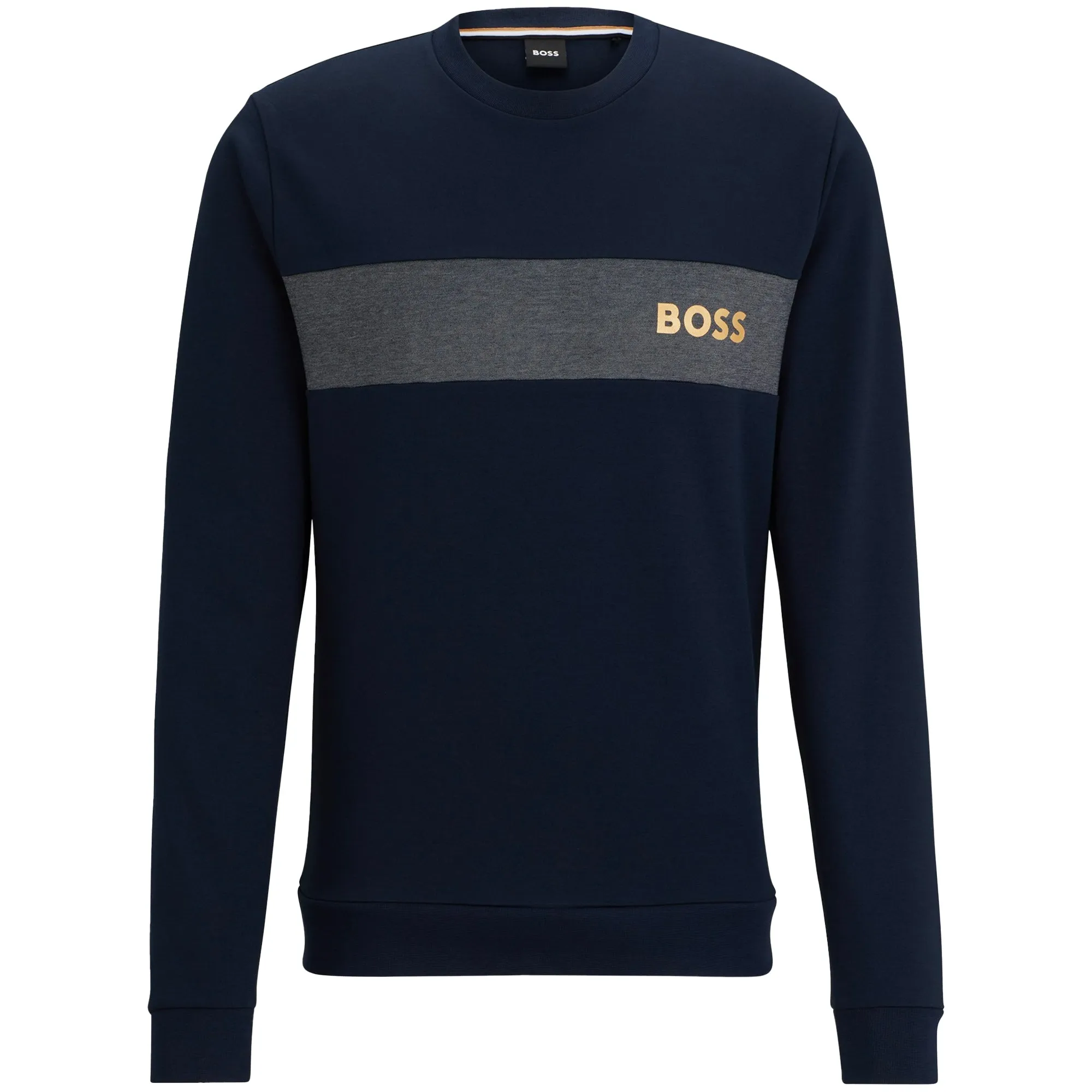 Boss Cotton Blend Crew Neck Sweat - Navy Lounge Wear Essential Bold