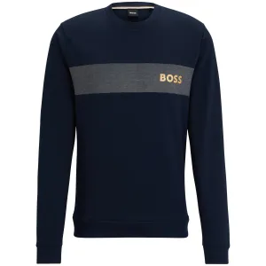 Boss Cotton Blend Crew Neck Sweat - Navy Lounge Wear Essential Bold
