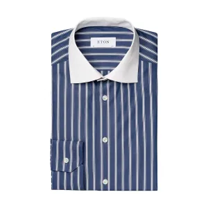 Eton - Slim Fit Striped Shirt in Navy/White elegant design