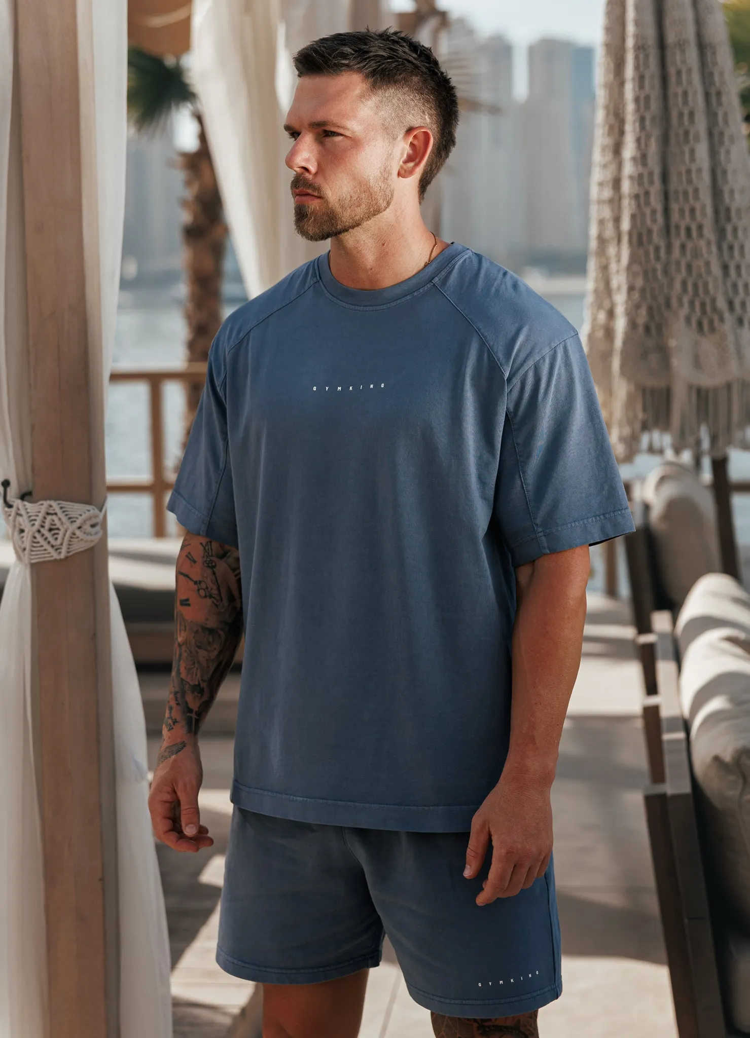 Casual Comfort Top Fit For All Gym King Purpose Washed Tee - Deep Indigo