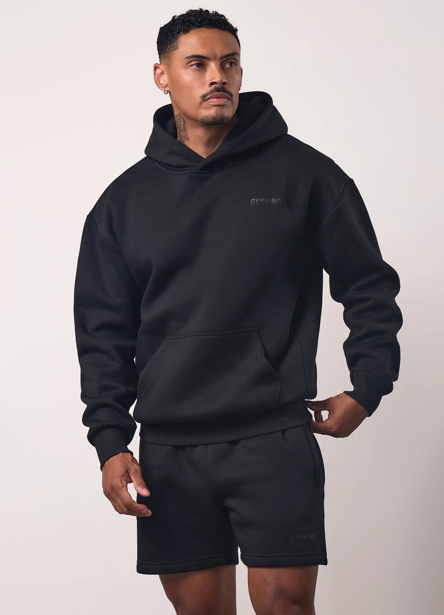 Gym King Relentless Hood - Black fuzzy texture Comfortable Wear
