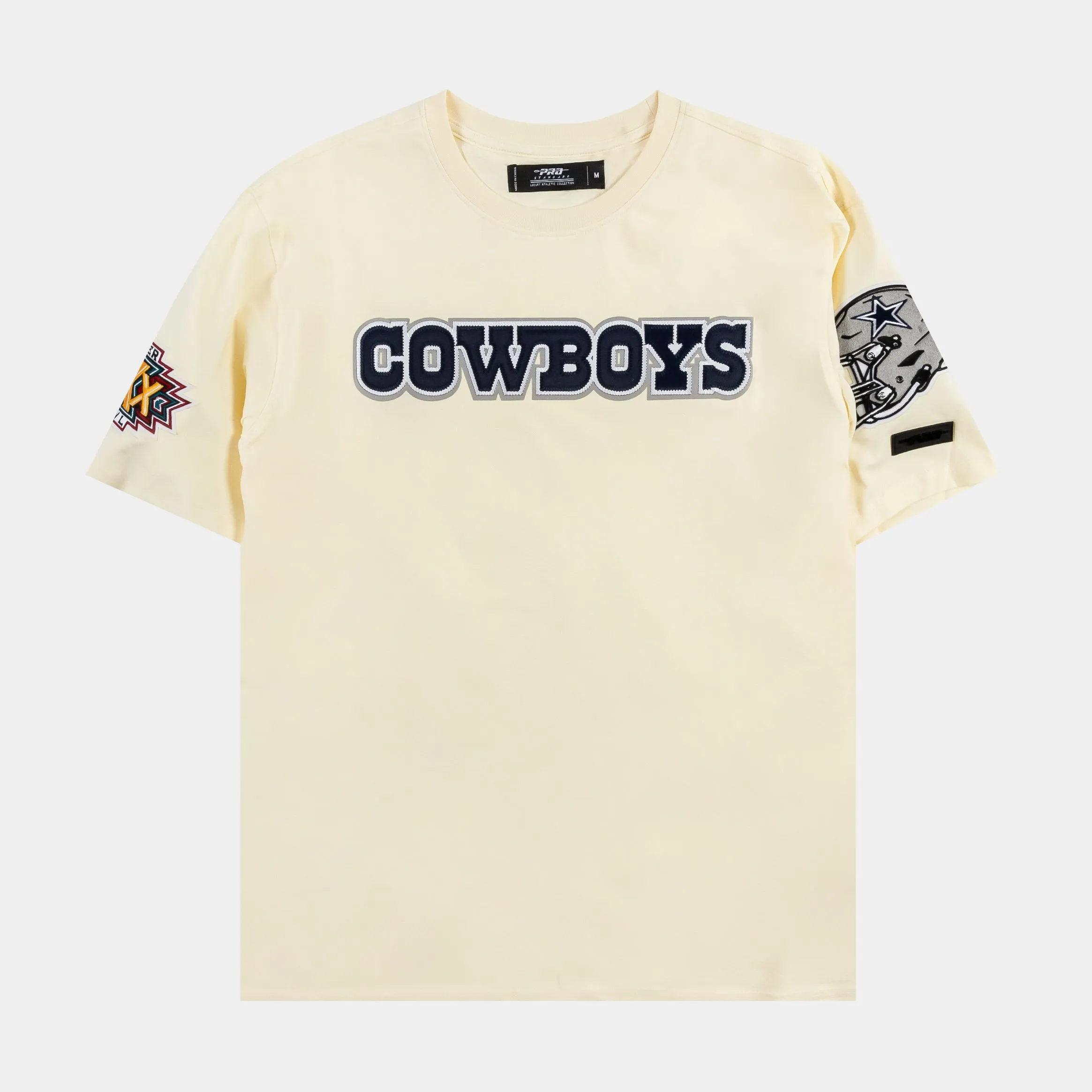 Dallas Cowboys Tackle Twill Mens Short Sleeve Shirt (Beige) Spandex Enhanced Elasticity Soft and breathable