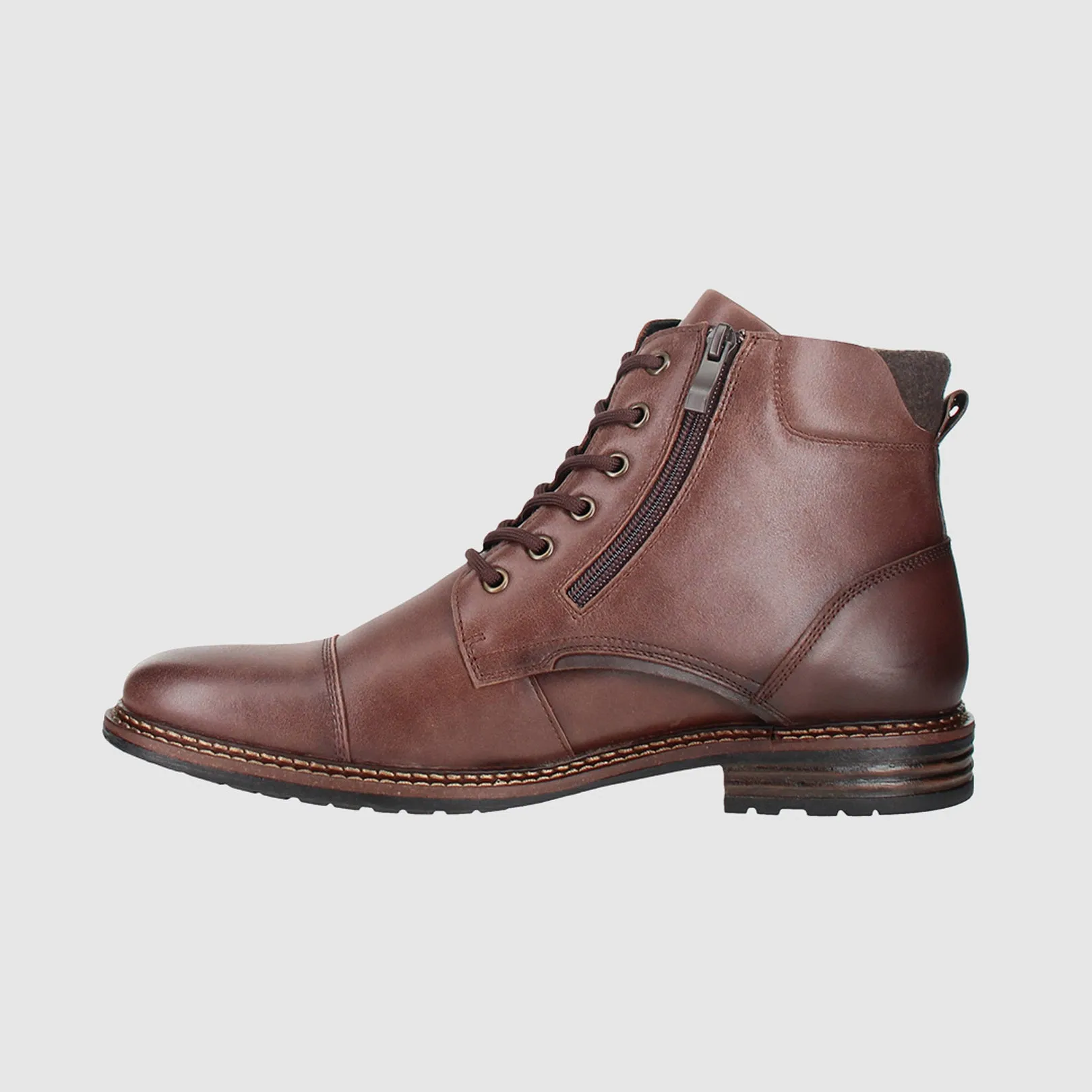 Non Toxic Materials Croc Look Carrington Lace Up Boots Coffee