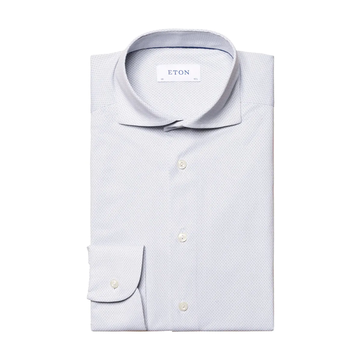 Eton - Slim Fit Textured Four-Way Stretch Shirt in Navy Lightweight Feel