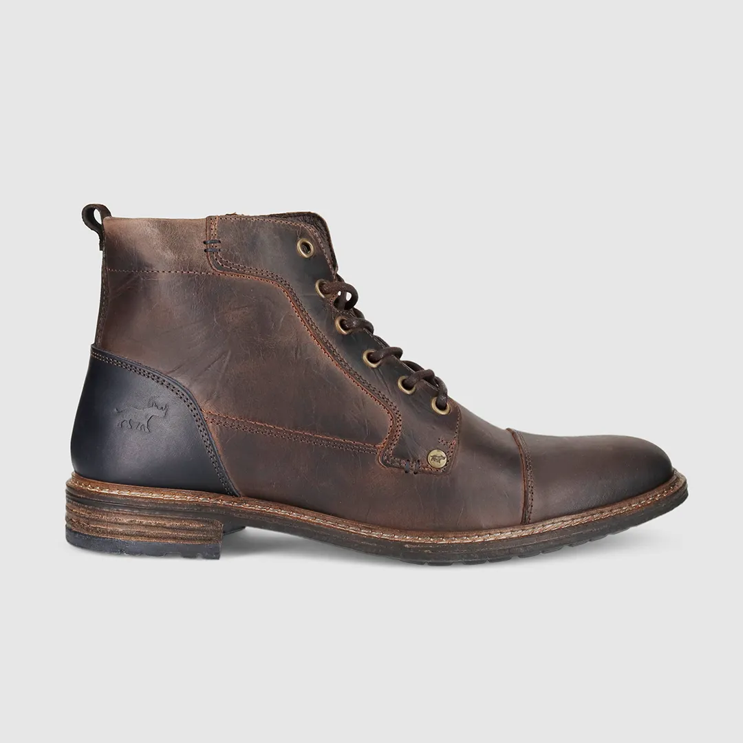 Clifton Lace Up Boots Dark Brown Sand Shade