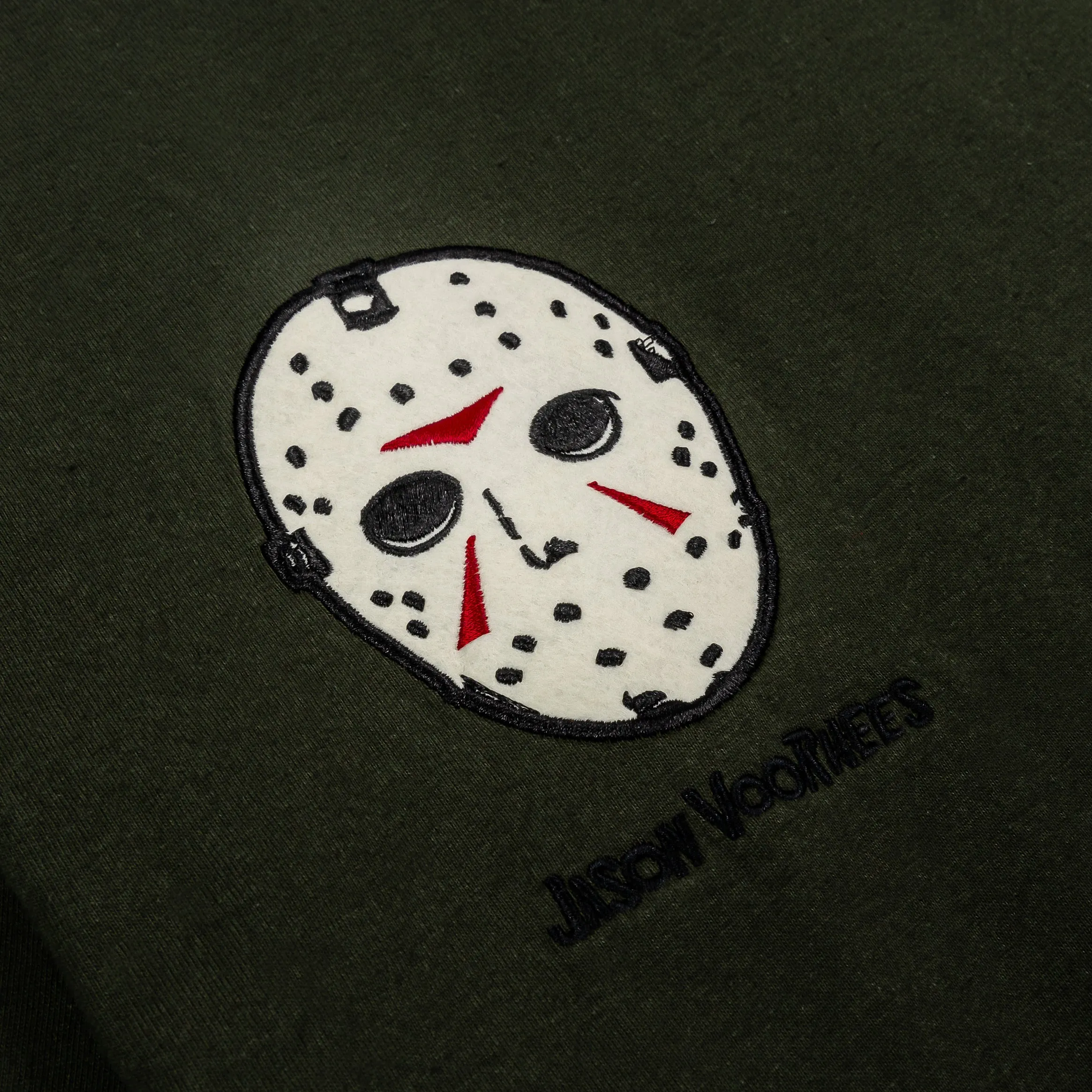 SP x Friday The 13th Go Missing Mens Short Sleeve Shirt (Green/Red) Layer Ready Distressed Hem Finish