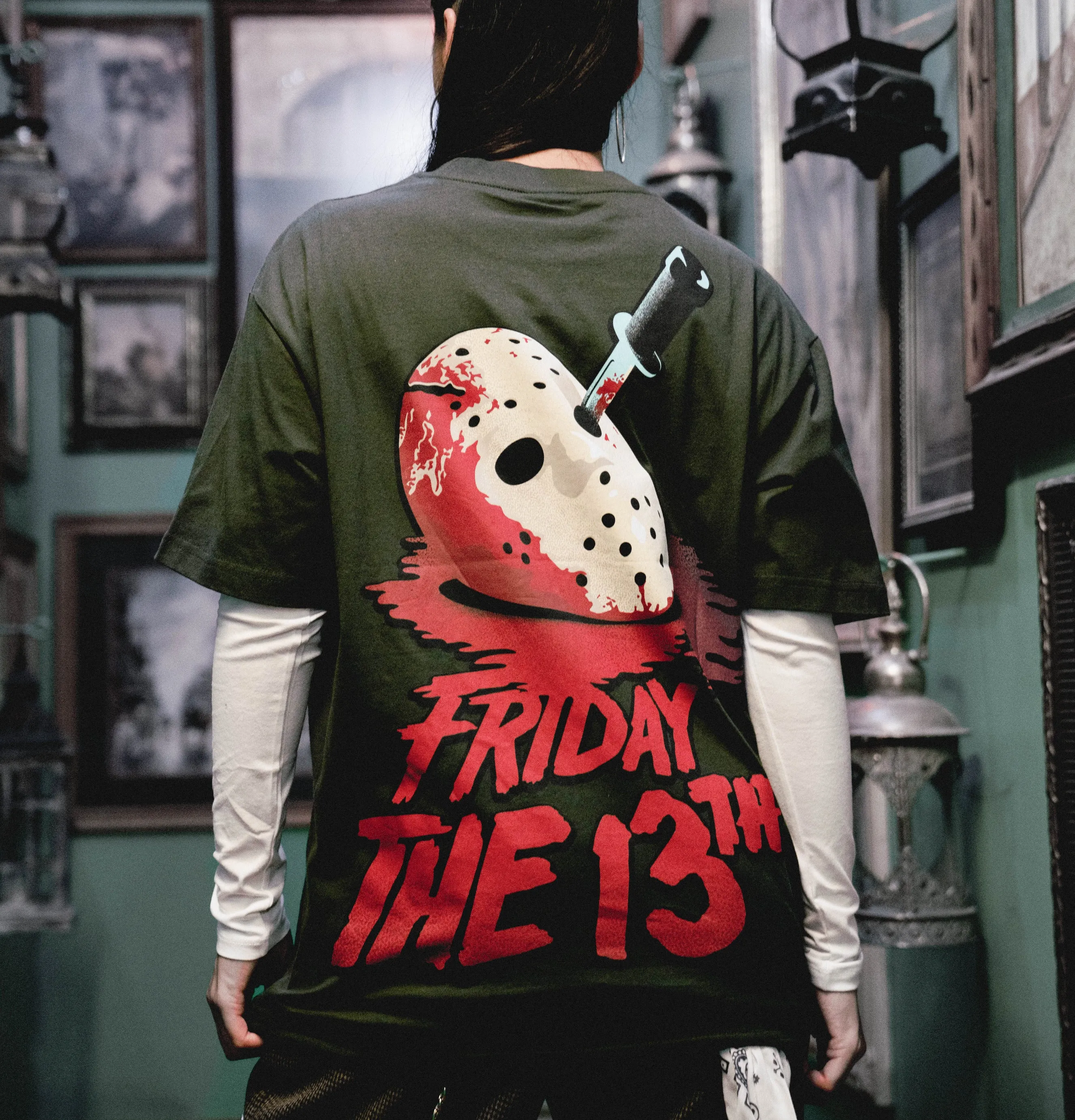 Simple and Cozy SP x Friday The 13th Go Missing Mens Short Sleeve Shirt (Green/Red)