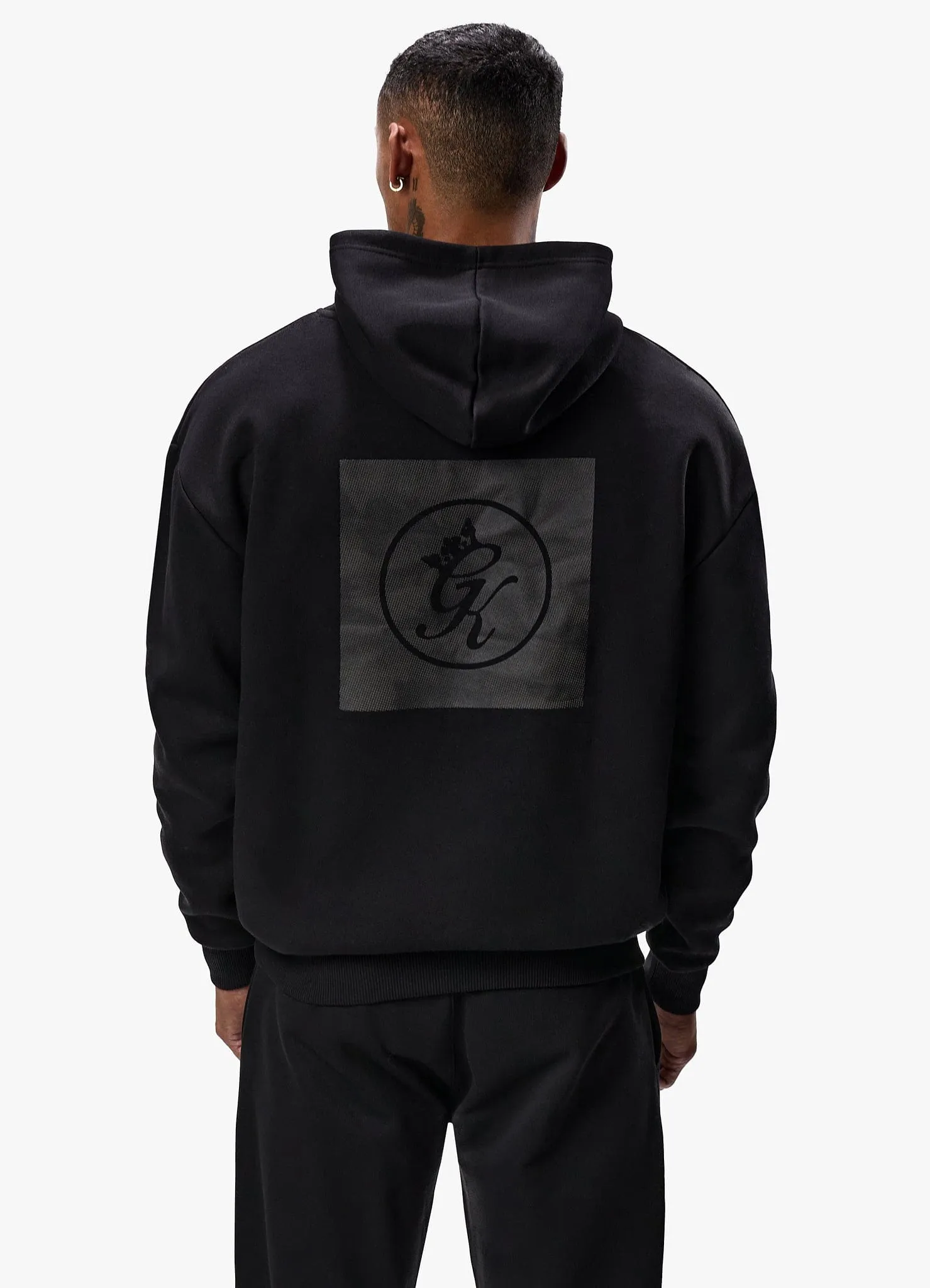 Relaxed Hoodie Gym King Box Logo Fleece Hood - Black