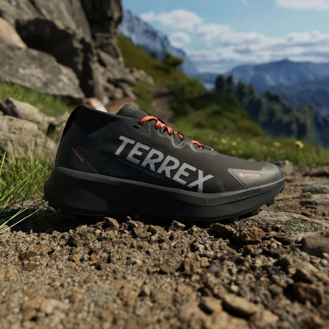 Ventilated Match All Adidas Terrex Agravic GTX Trail Running Shoe Core Black / Grey / Semi Impact Orange