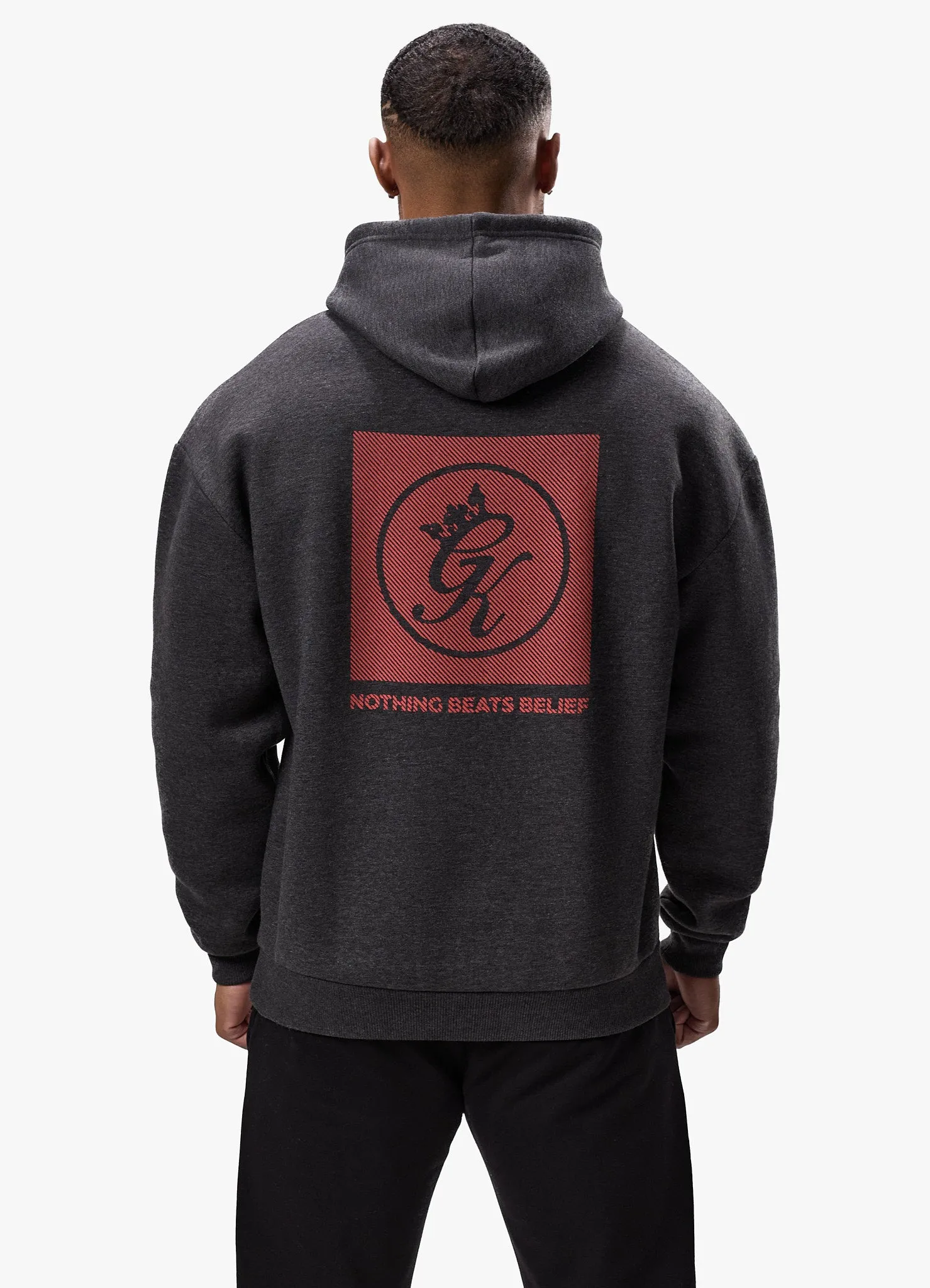 Gym King Belief Fleece Hood - Charcoal Marl product business casual suitability Sporty Fit