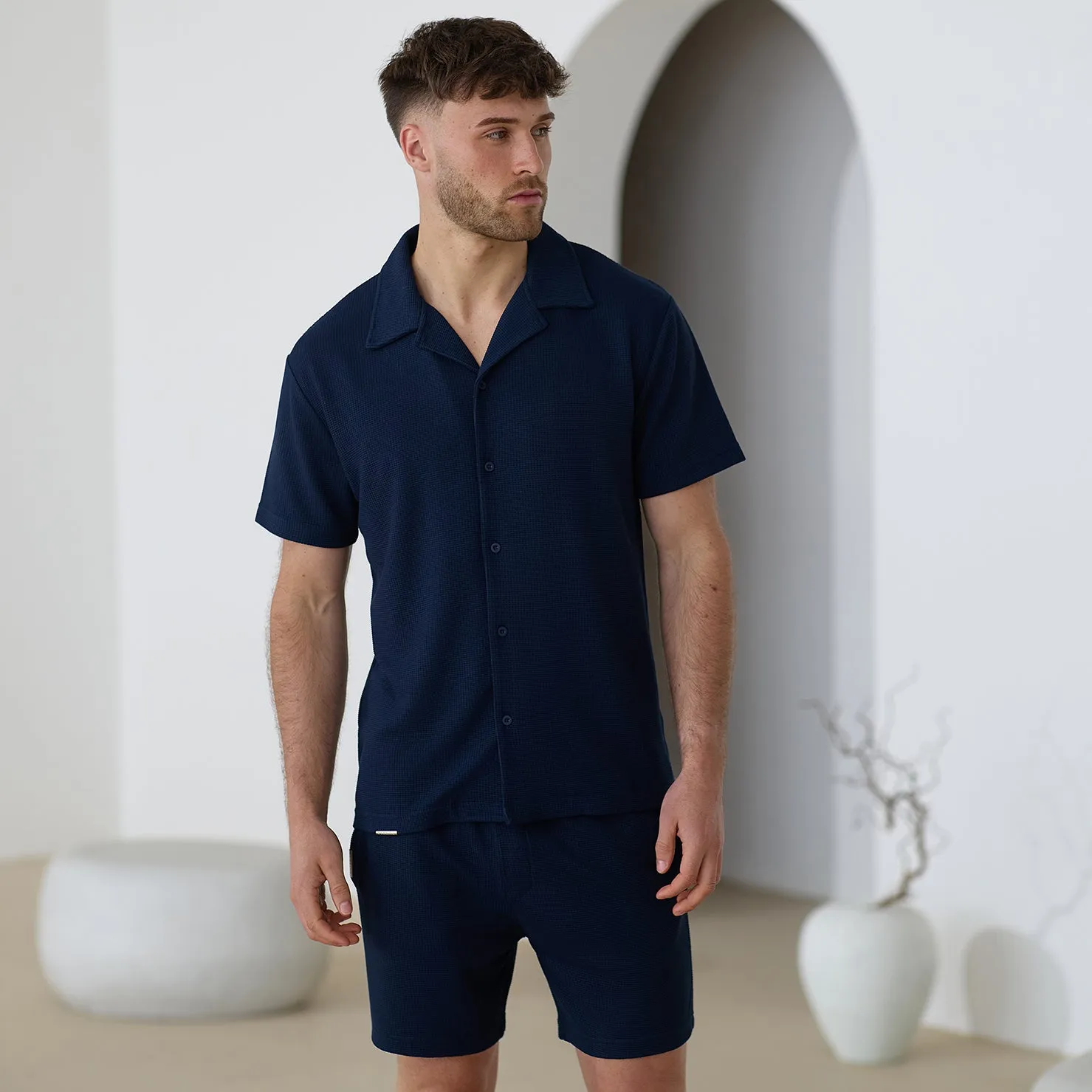 Spring Wear Gym King Signature Waffle Shirt - Navy