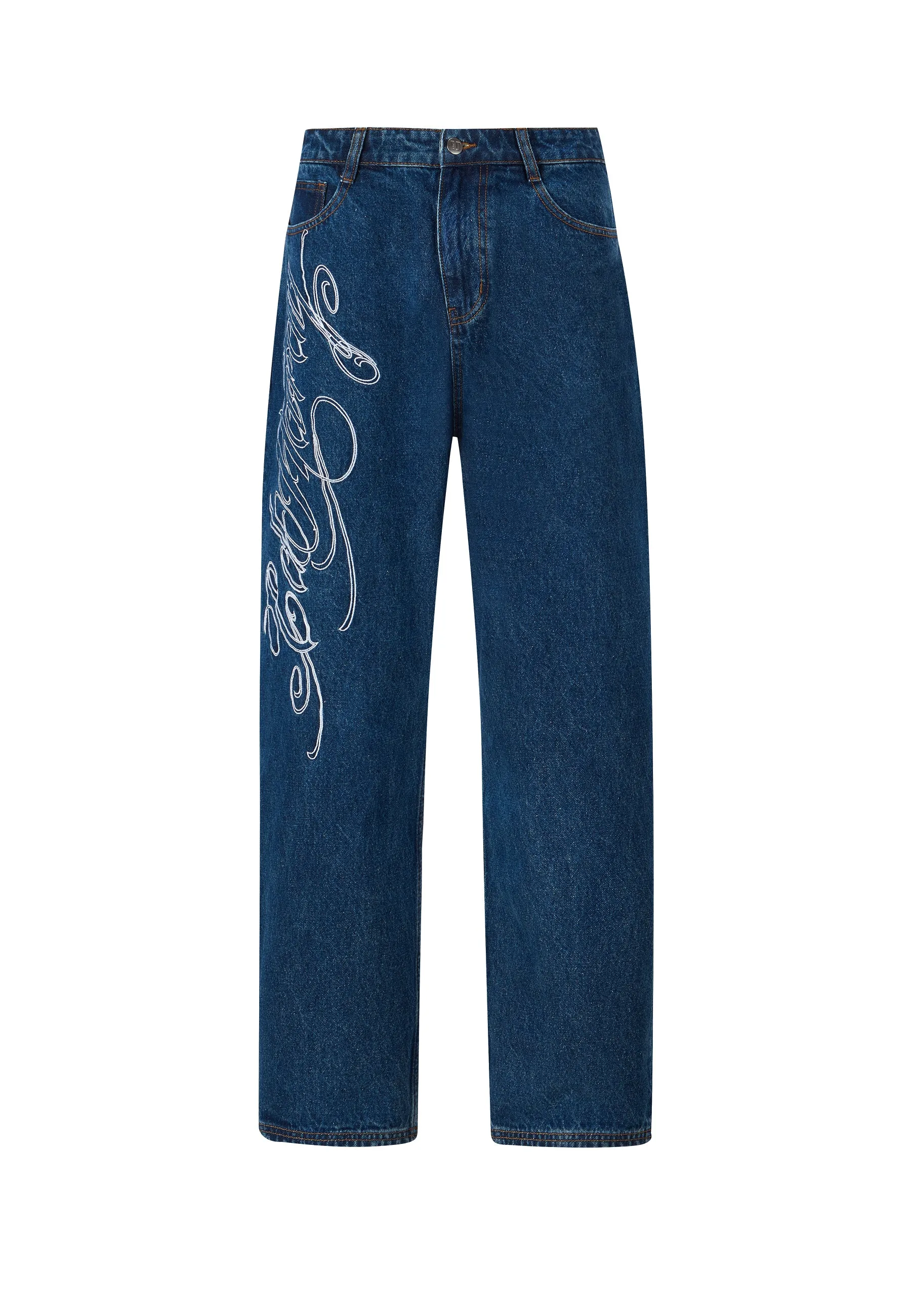 Mens Panther-Slither Tattoo Graphic Relaxed Denim Trousers Jeans - Indigo Casual Dressing All Day Comfort