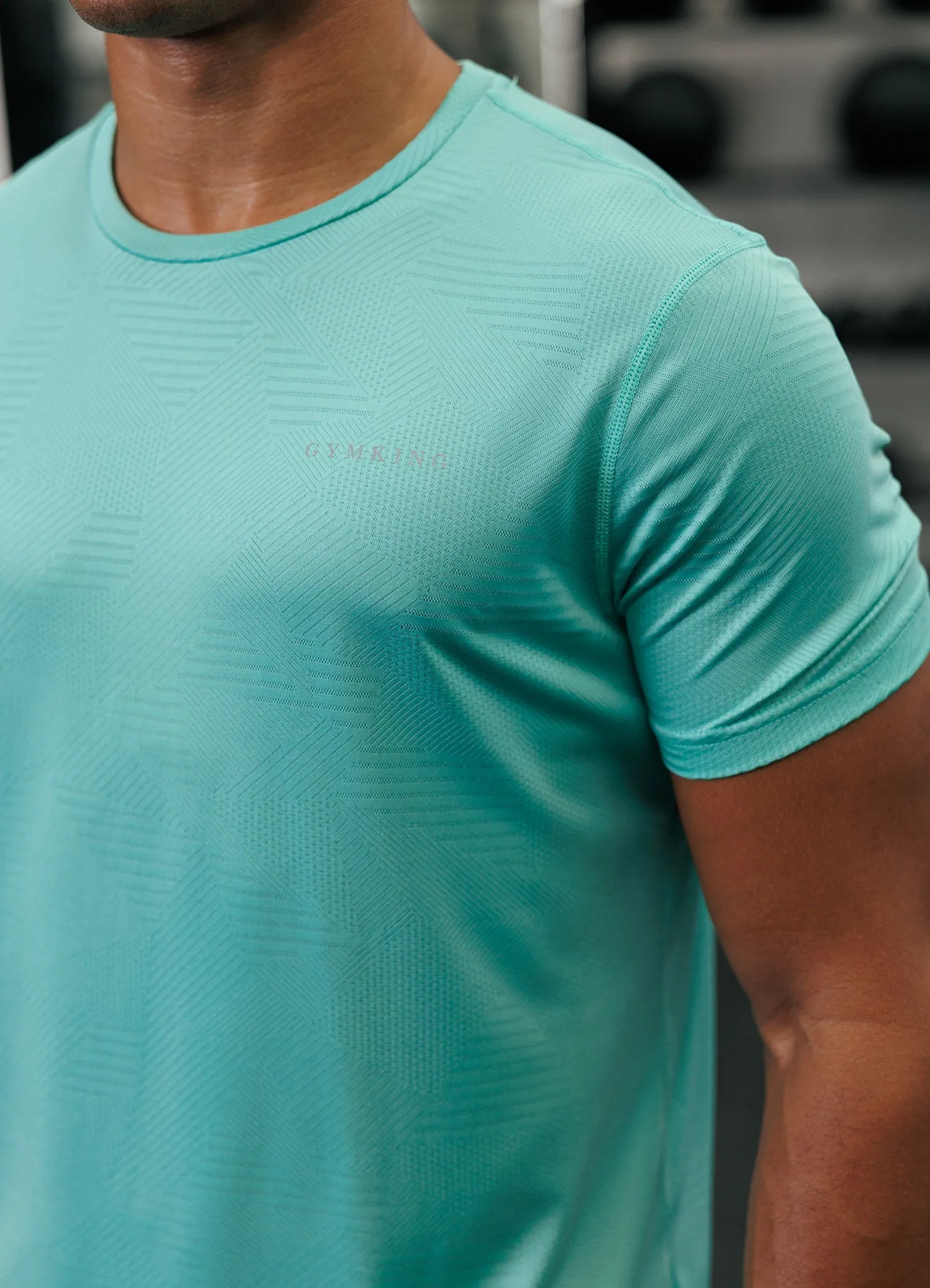 Moisture Management Gym King Geometric Knit Tee - Apple Green