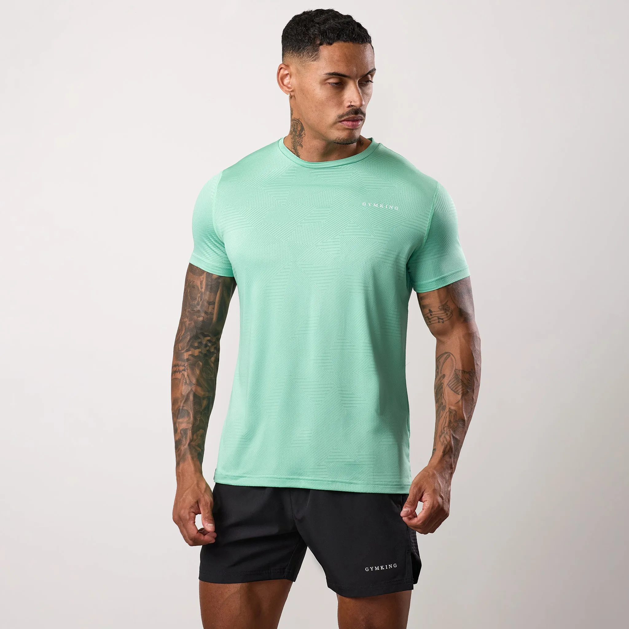 Gym King Geometric Knit Tee - Apple Green Relaxed Layers OekoTexCertified