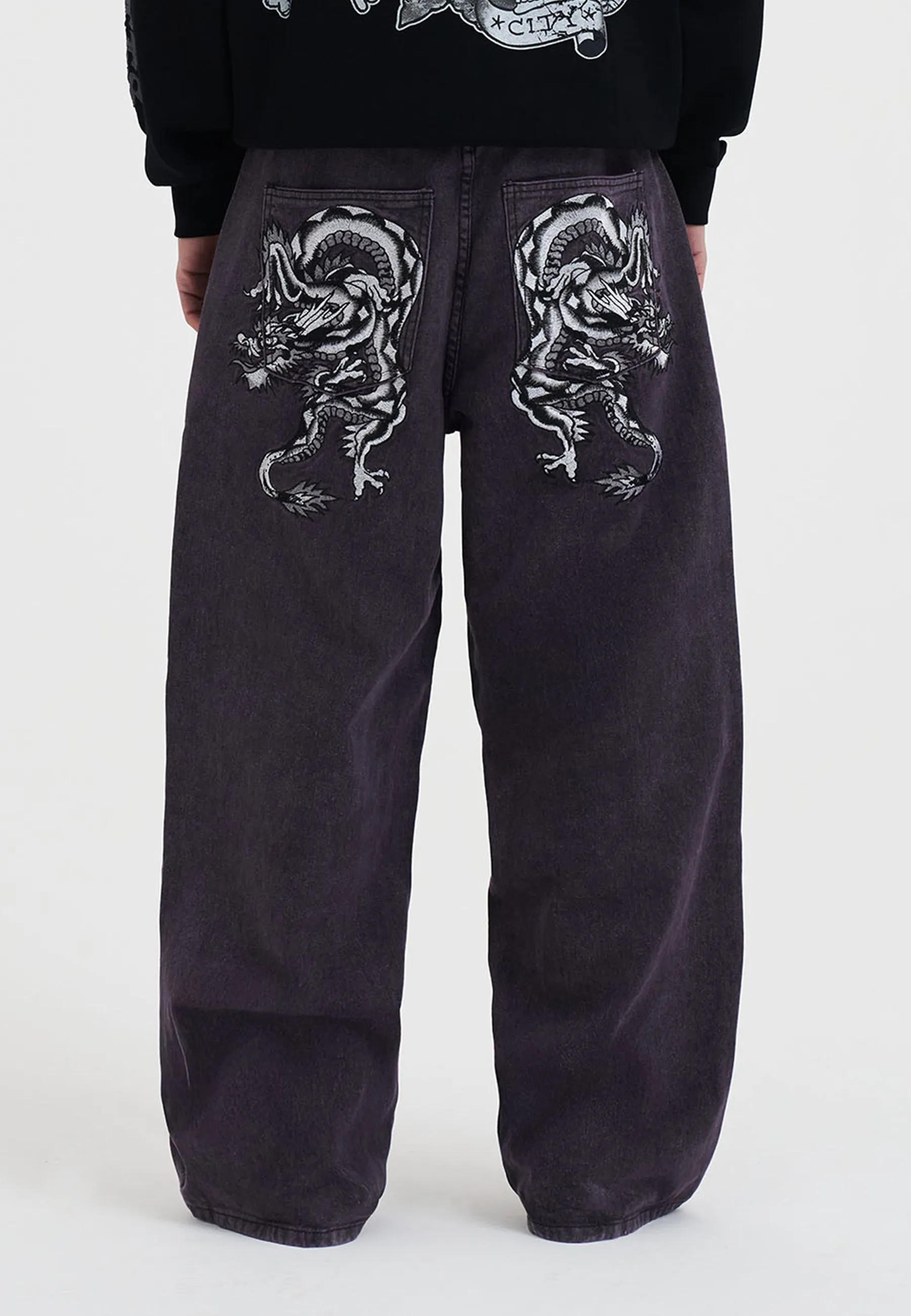 Mens Twisted Dragon Tinted Xxtra Denim Trousers Jeans - Purple Premium Material High-Quality Fit