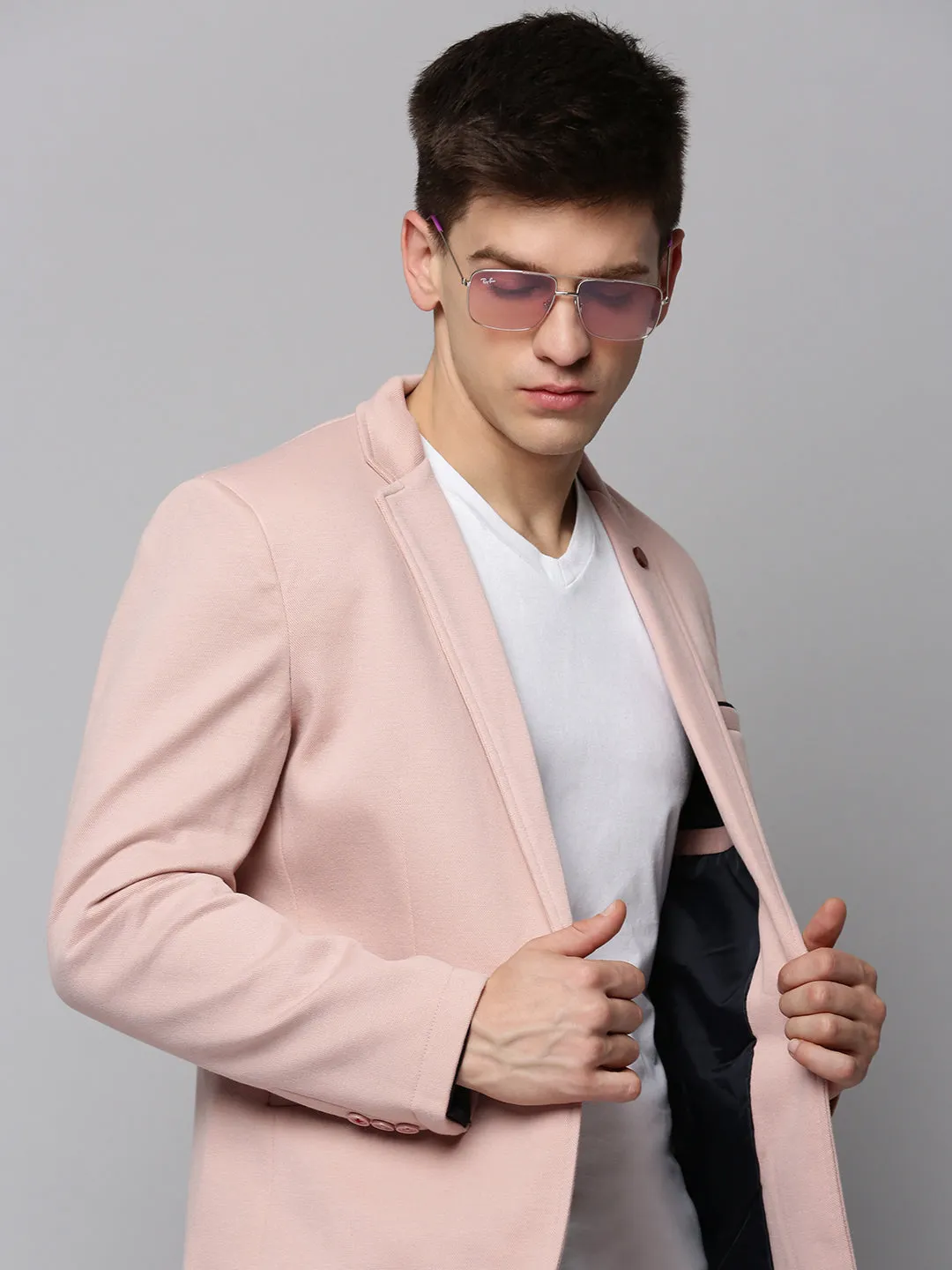 Cold Weather Men's Pink Single-Breasted Blazers