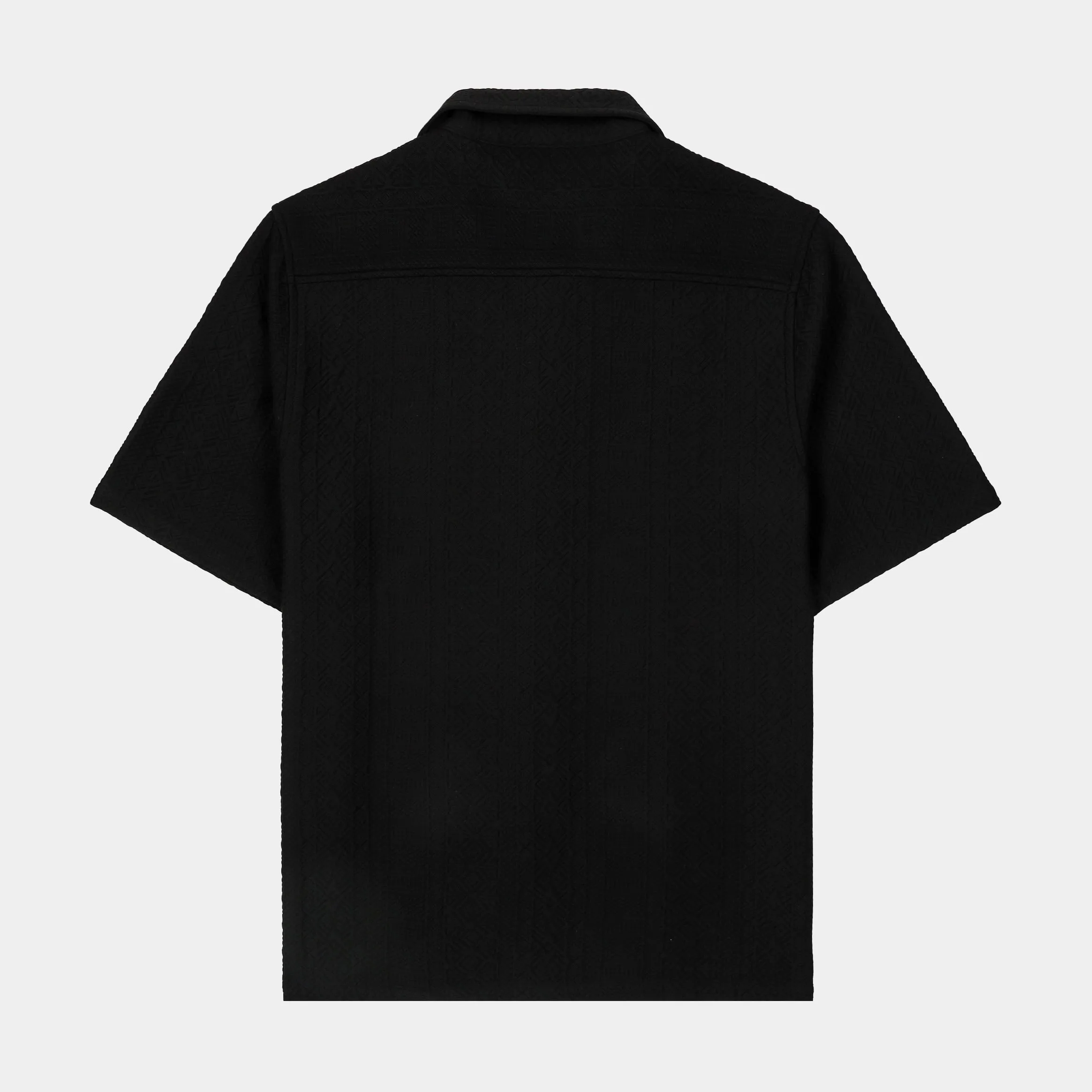 Jacquard Ornate Printed Mens Short Sleeve Shirt (Black) Active Layer right size