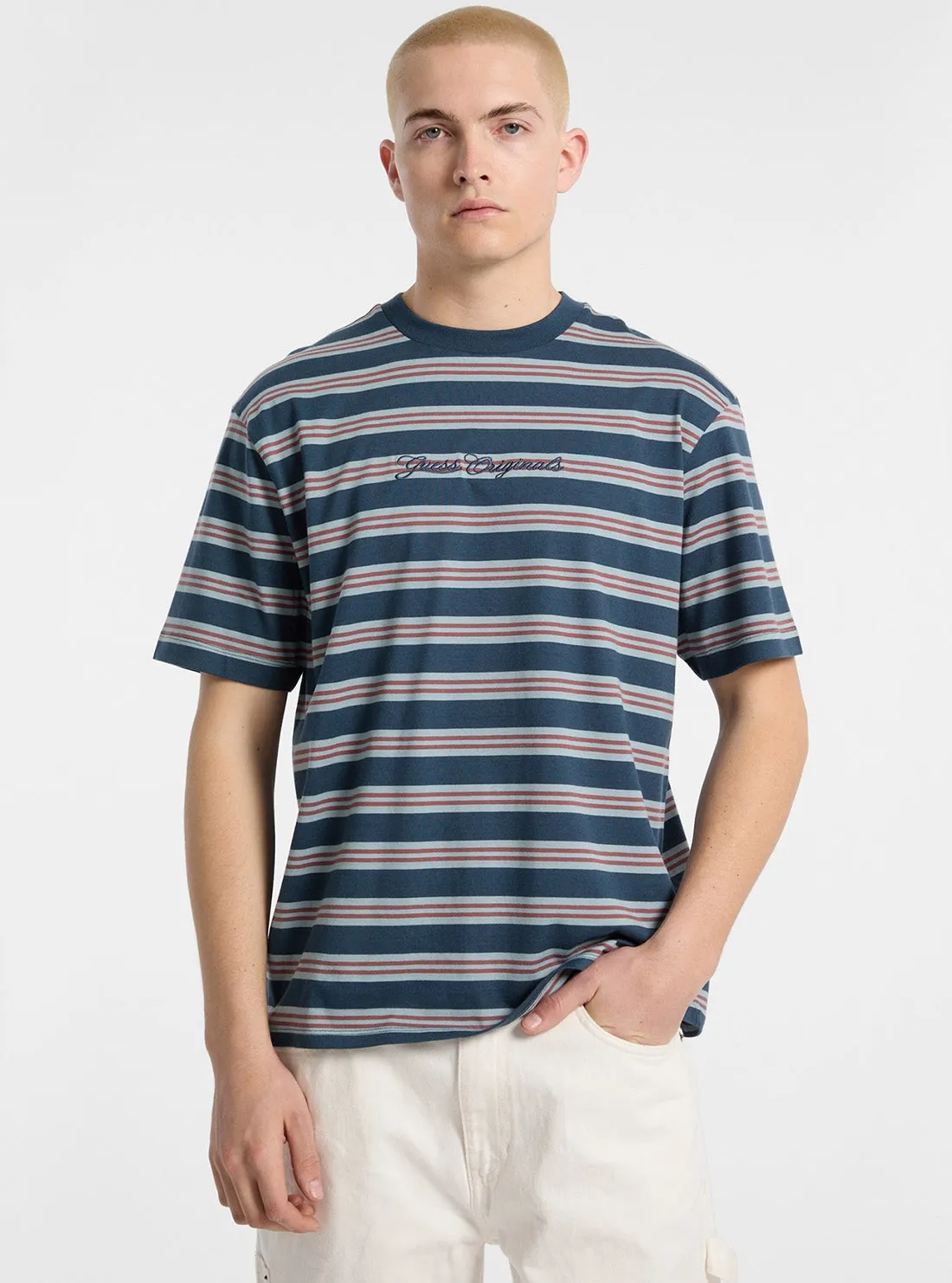 Seasonal Staple Guess Originals Eco Blue Horizontal Stripe T-Shirt