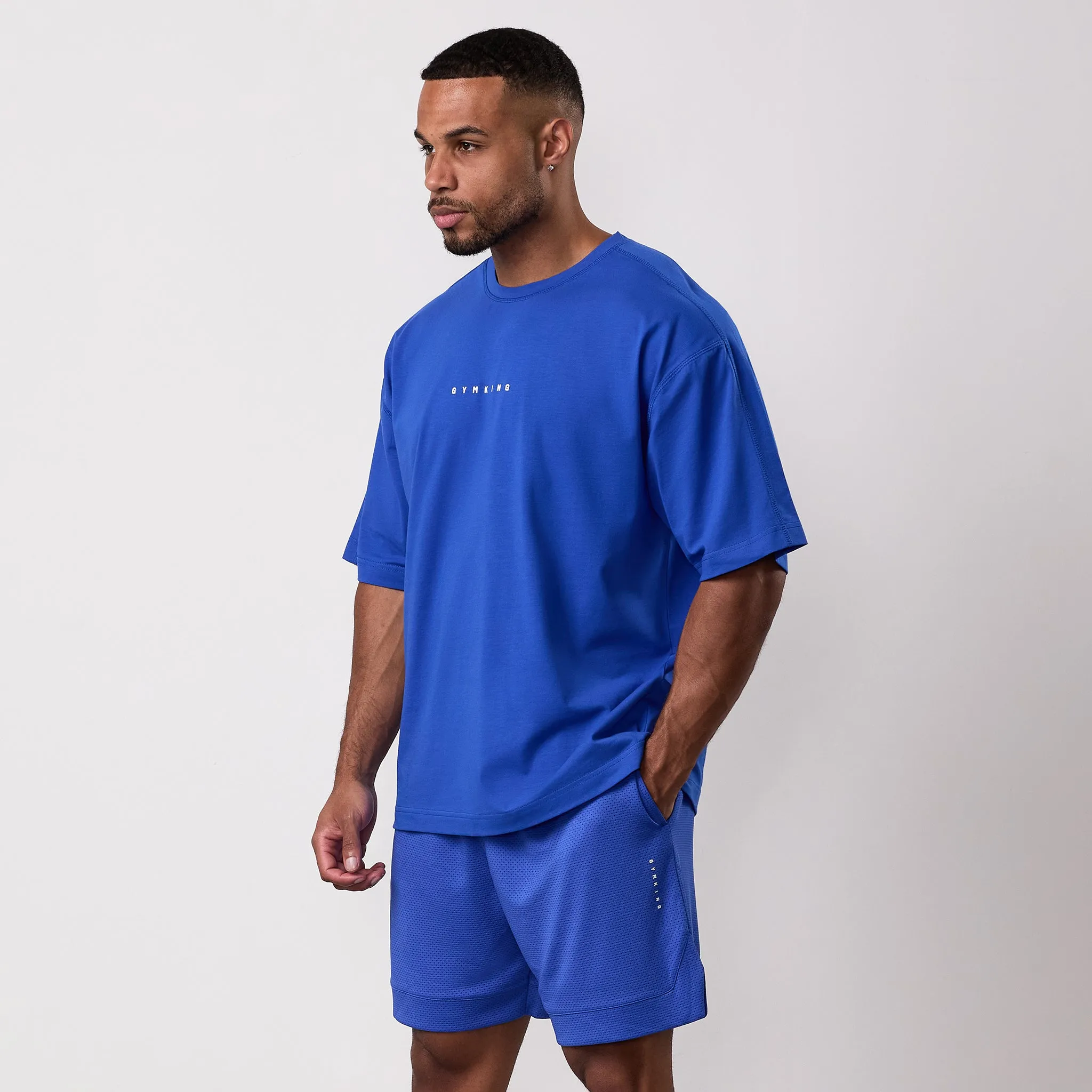 Gym King Rival Jersey Tee - Capri Blue Relaxed Waistband