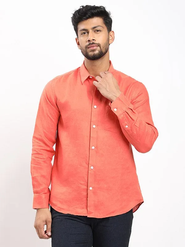 Men Solid Full Sleeve Linen Shirt Dressy look