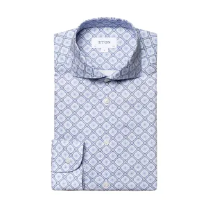 All day wearability Casual Sophistication Eton - Contemporary Fit Medallion Print Shirt in Blue
