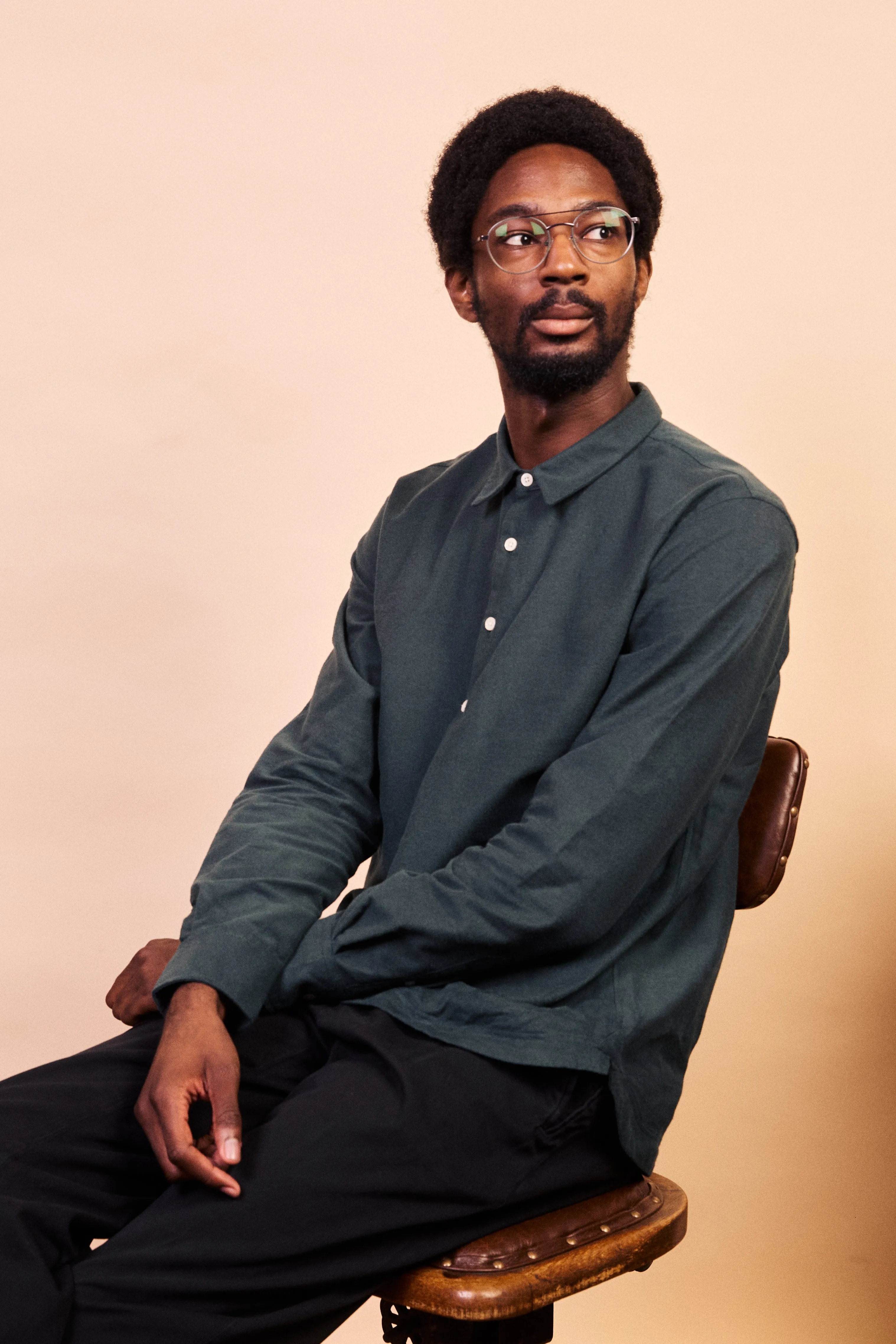 Cotton Pop Over Shirt - Green Flannel Patterned Texture Pastel Shade