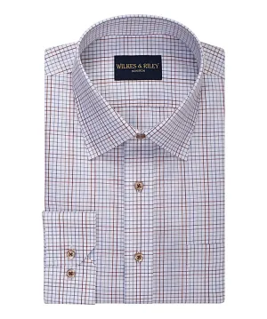 Country Spice Check Spread Collar Non-Iron Dress Shirt Seamless Shoulder Street Style