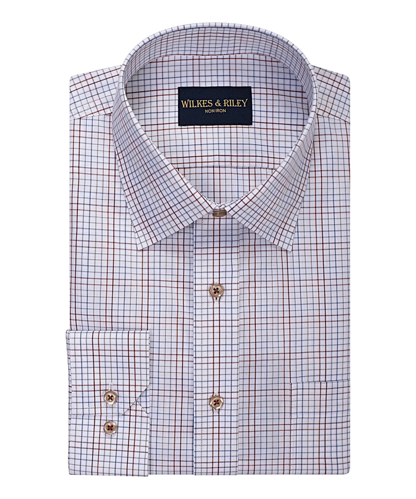 Active Design Country Spice Check Spread Collar Non-Iron Dress Shirt