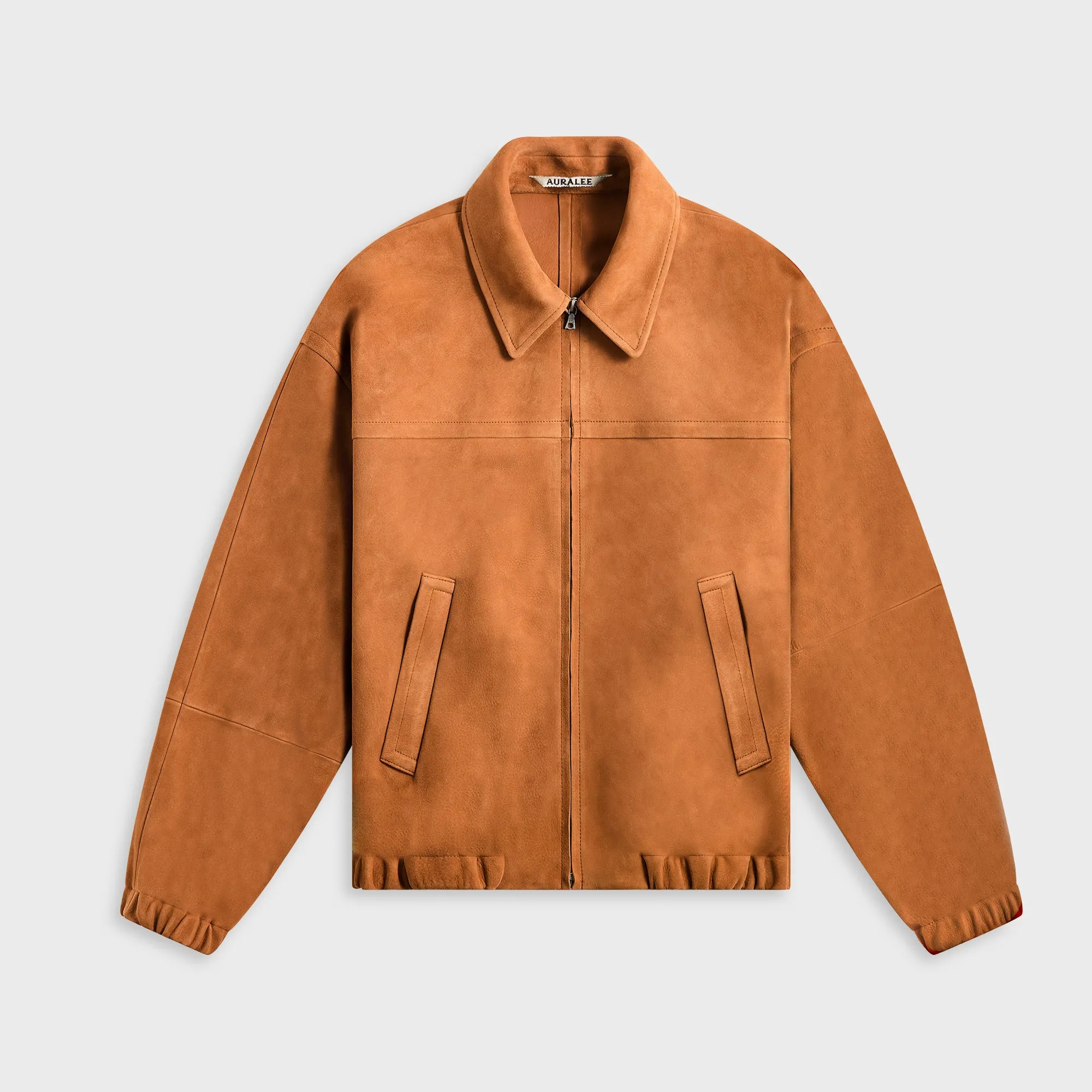 Auralee Lamb Suede Zip Blouson - Camel Anti Static Treatment