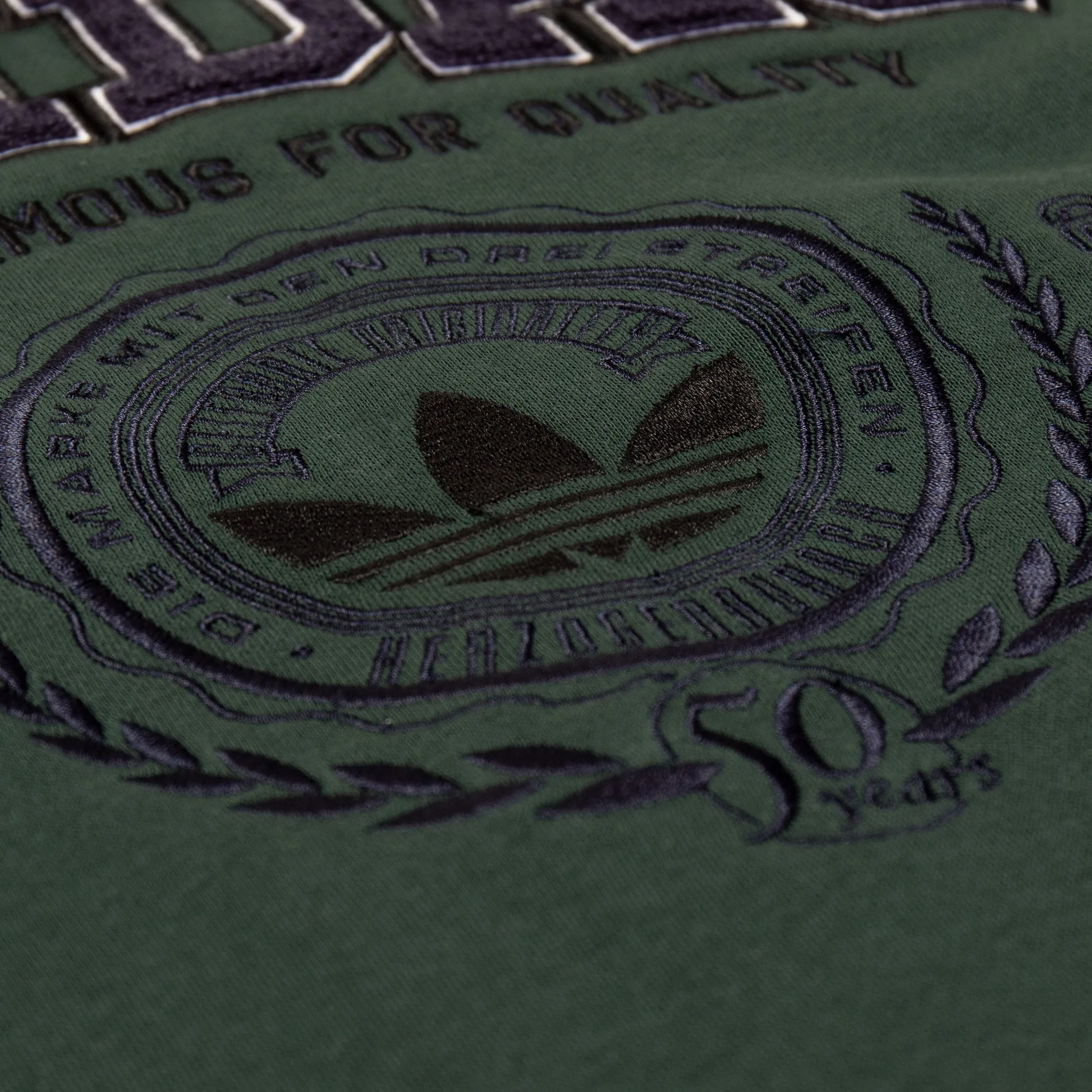 Class of 72 Varsity Crewneck Mens Crew (Green) Layered Hem Detail