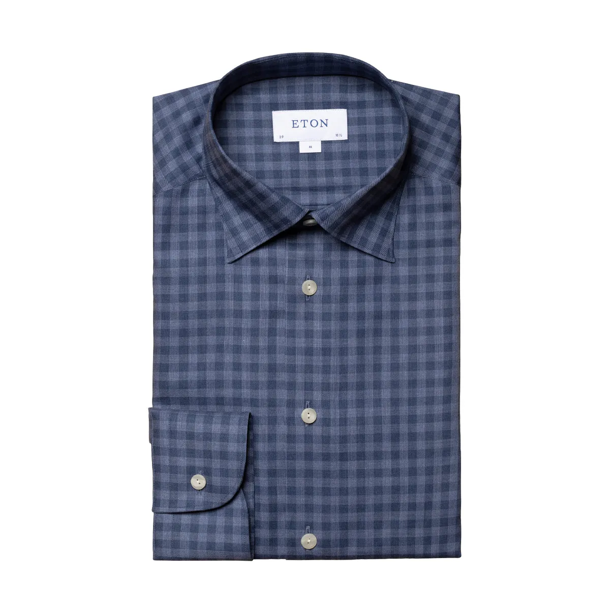 Eton - Slim Fit Button Under Collar Check Shirt in Blue Quick Release Placket Classic Color