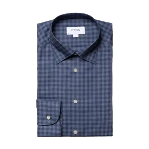 Eton - Slim Fit Button Under Collar Check Shirt in Blue Wardrobe Must-Have On-The-Go Style
