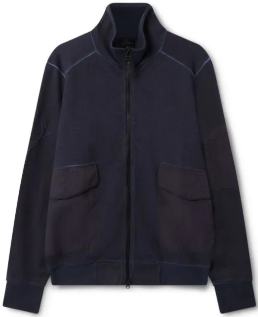 ID80189-Ma.Strum Navy Oil Wash Full Zip Sweatshirt Shiny Finish