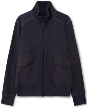 ID80189-Ma.Strum Navy Oil Wash Full Zip Sweatshirt Shiny Finish