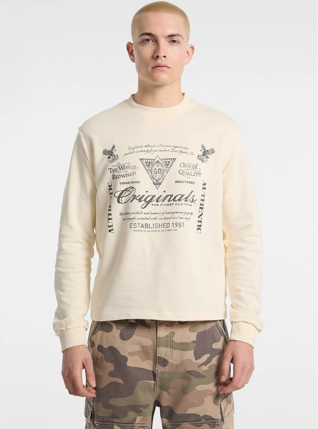 Guess Originals Beige Lightweight Sweatshirt product weekend wearability All Day Wear