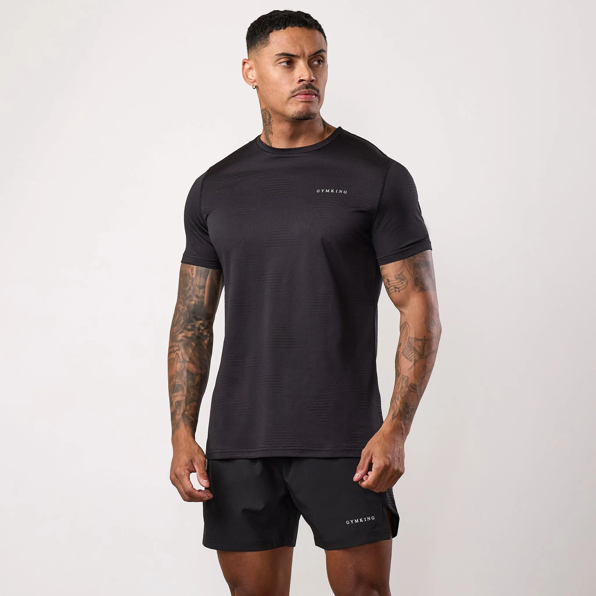 Gym King Geometric Knit Linear Tee - Black Cozy And Warm sale season