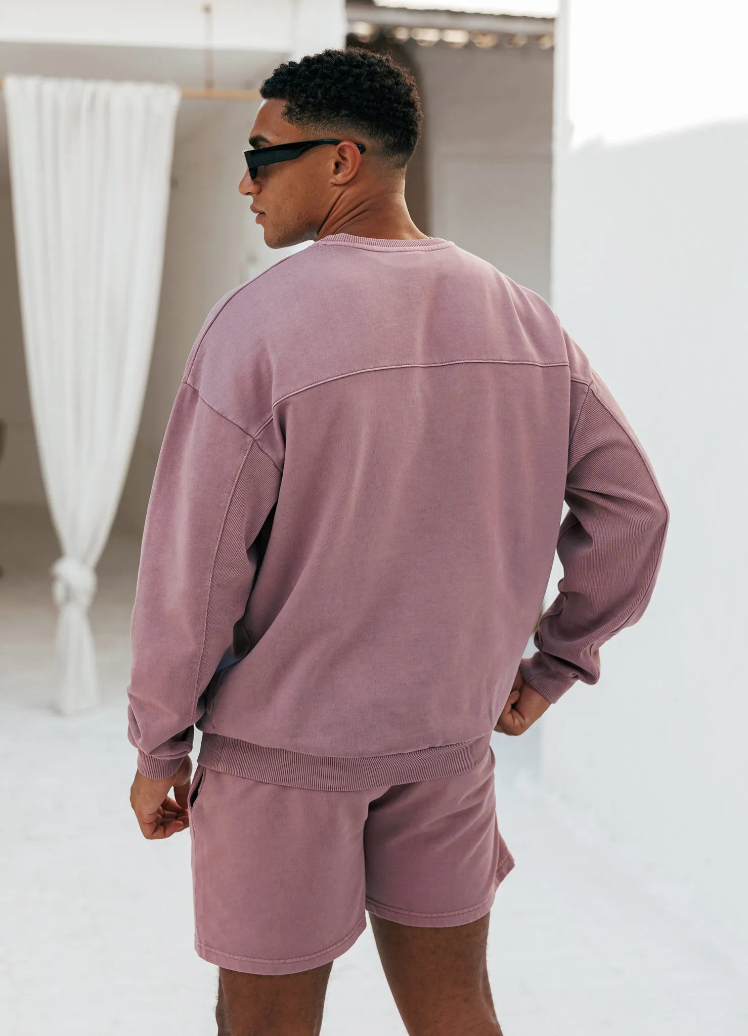 non hooded Gym King Purpose Washed Crew - Dusky Mauve