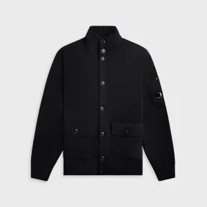 C.P. Company Compact Cotton Full Button Lens Knit - Total Eclipse Stay Dry Interior Double Layer Protection