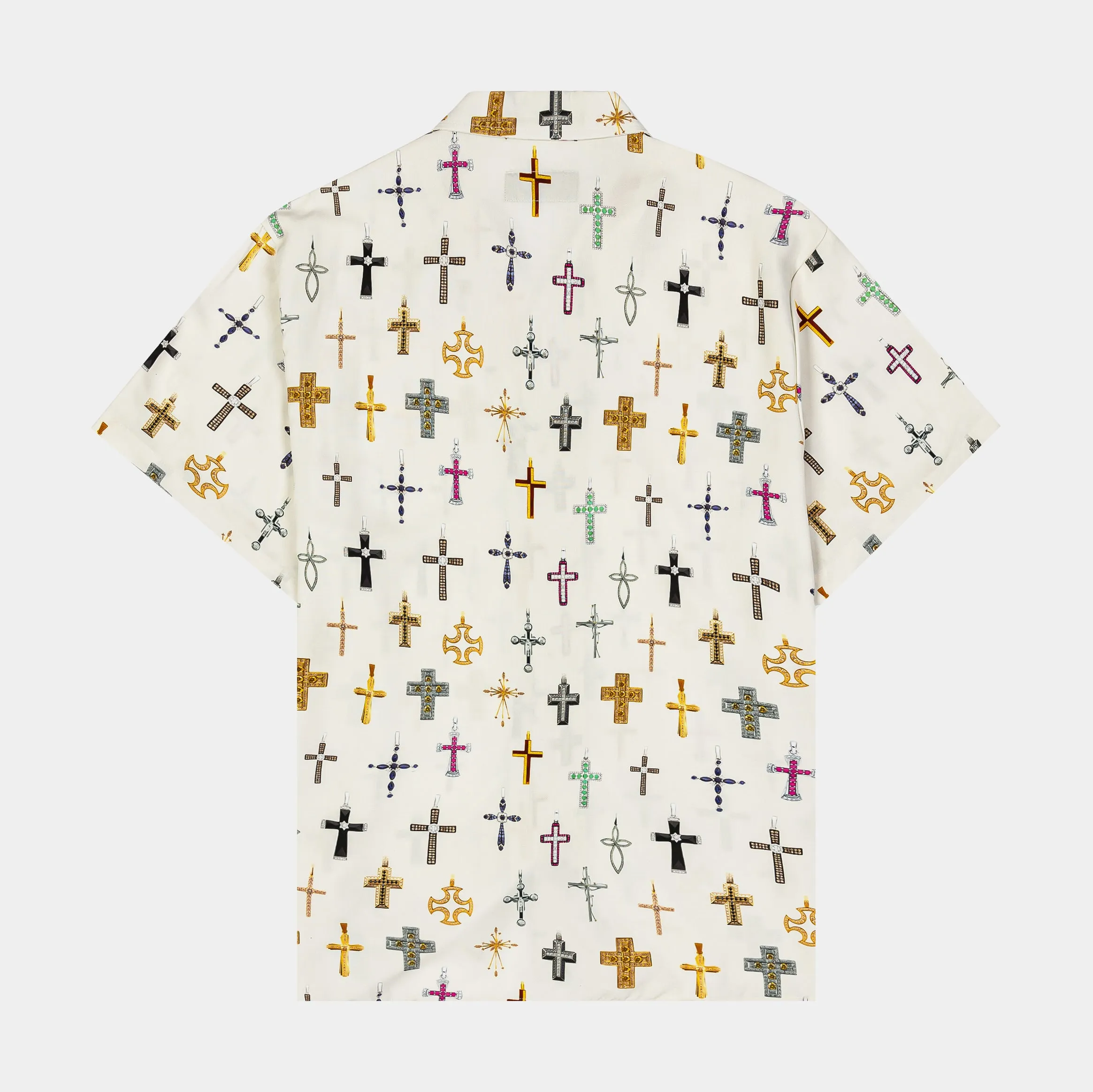 Cross AOP Rayon Mens Short Sleeve Shirt (Beige) Relaxed Fit