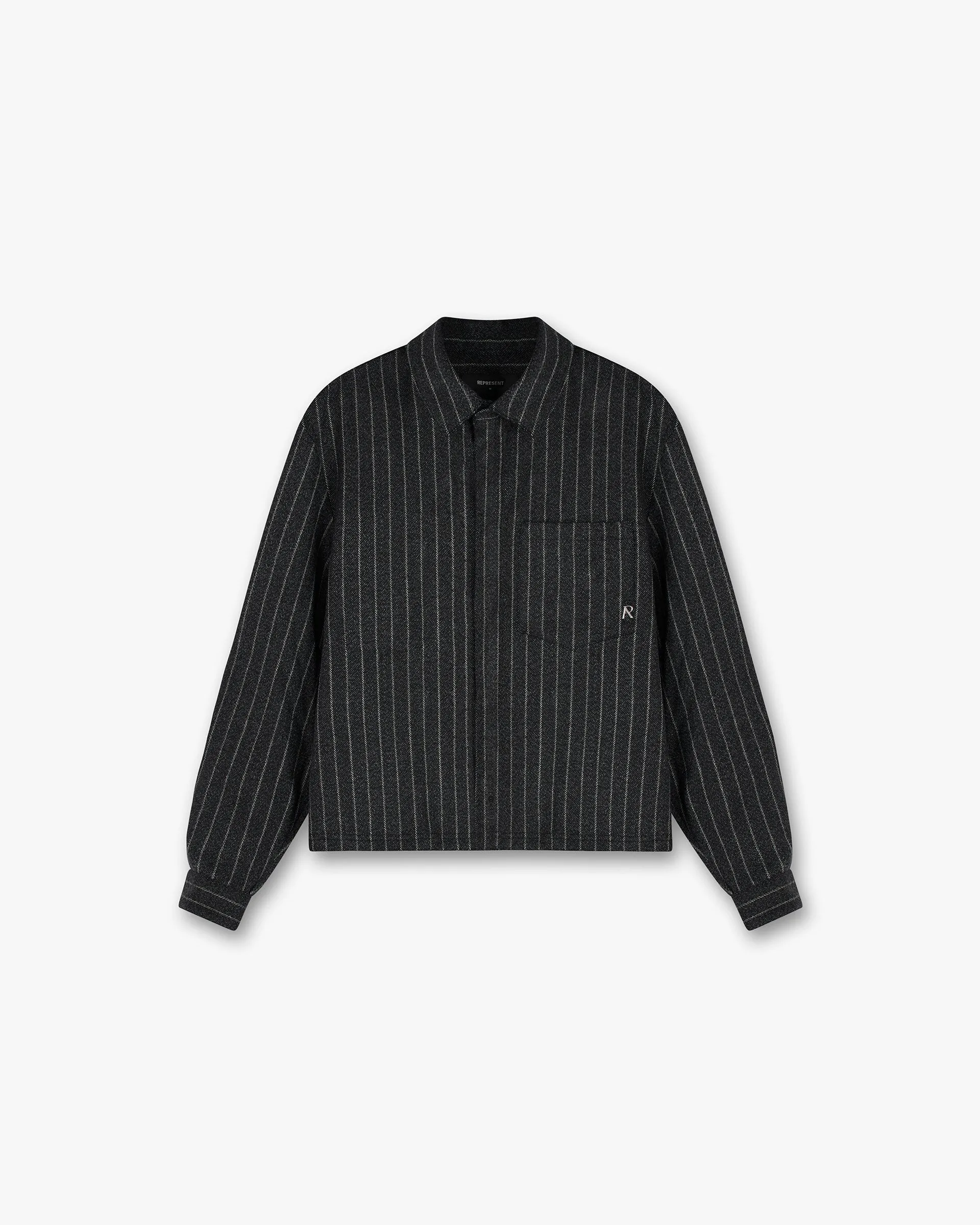 Cropped Dress Shirt - Black Pinstripe Essential Piece