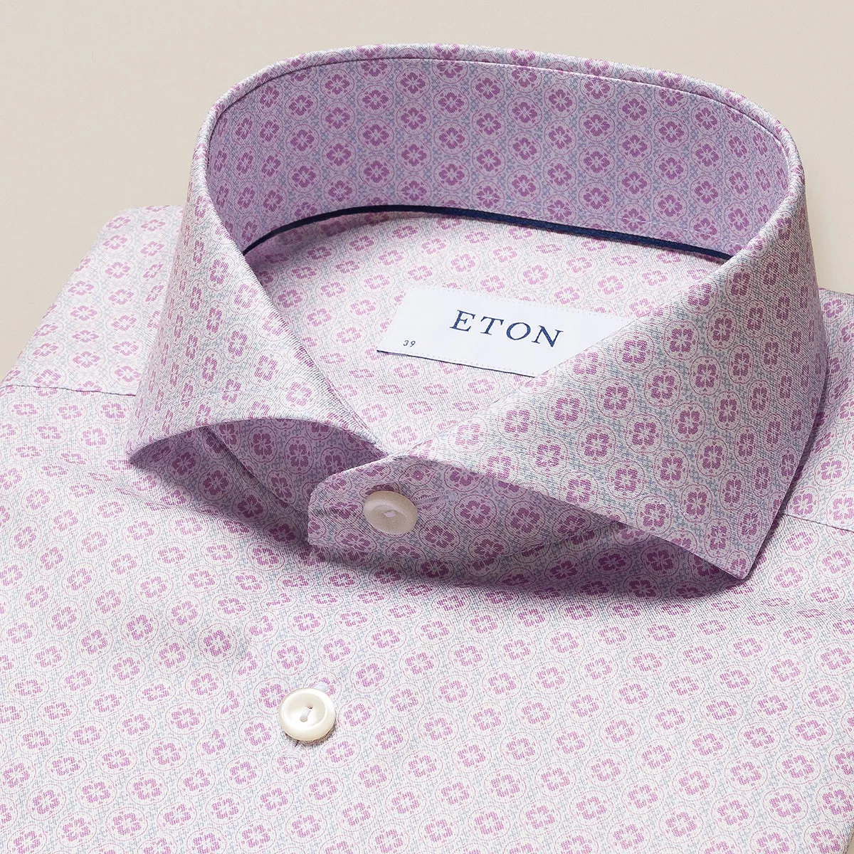Active Comfort Easy Care Eton - Slim Fit Patterned Shirt in Lilac