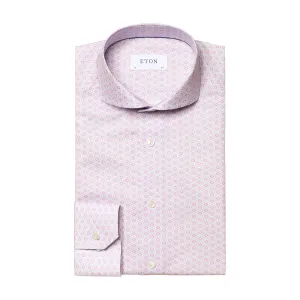 Eton - Slim Fit Patterned Shirt in Lilac Lounge Wear Tall Length