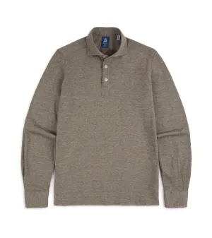 Weekend Wear Layering Essential Finamore Orlando Cotton Cashmere Polo Shirt: Biscuit