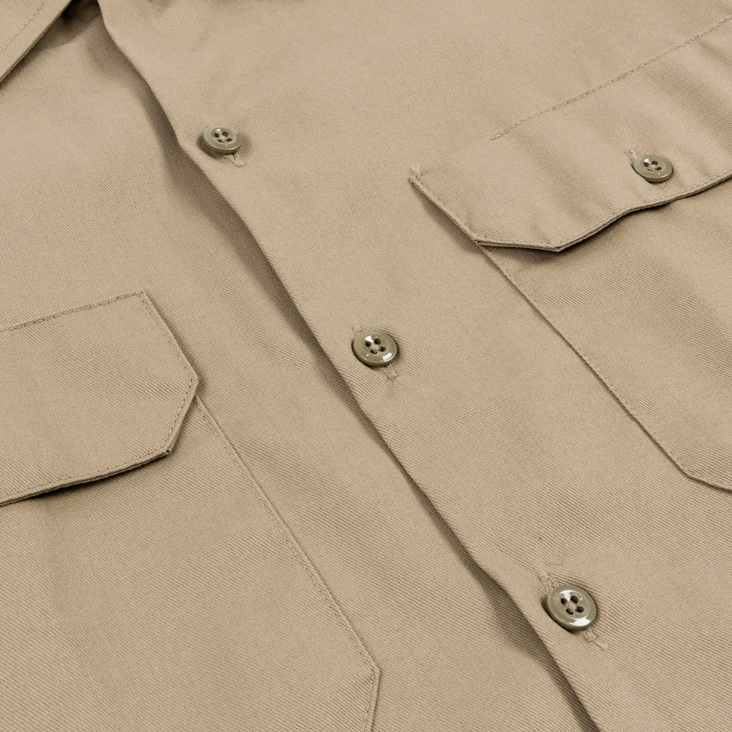 Twill Work Mens Short Sleeve Shirt (Beige) Cozy and Light Cool and Comfortable