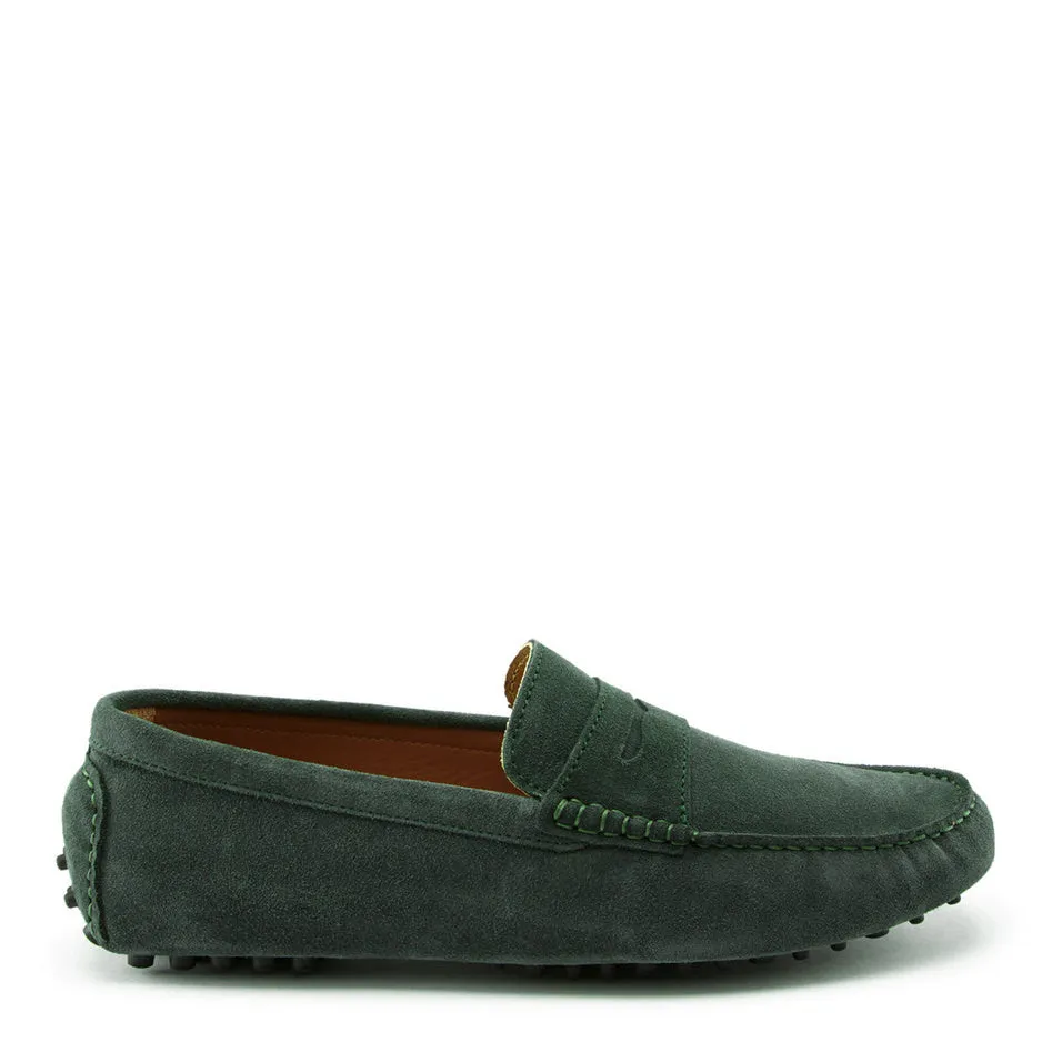 Casual Footwear Season Style Penny Driving Loafers, racing green suede