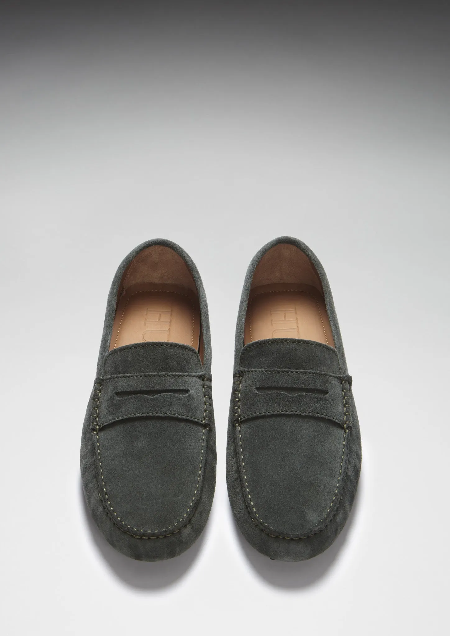 Sporty Look Penny Driving Loafers, racing green suede